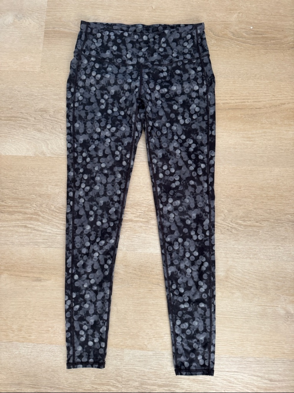 Athleta Black and Gray Dot-Print Leggings